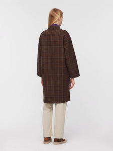 Nice Things Double fabric checked coat Brown