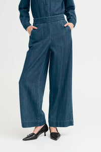 Ichi Aubery wide leg lyocell jeans Washed Dark Blue