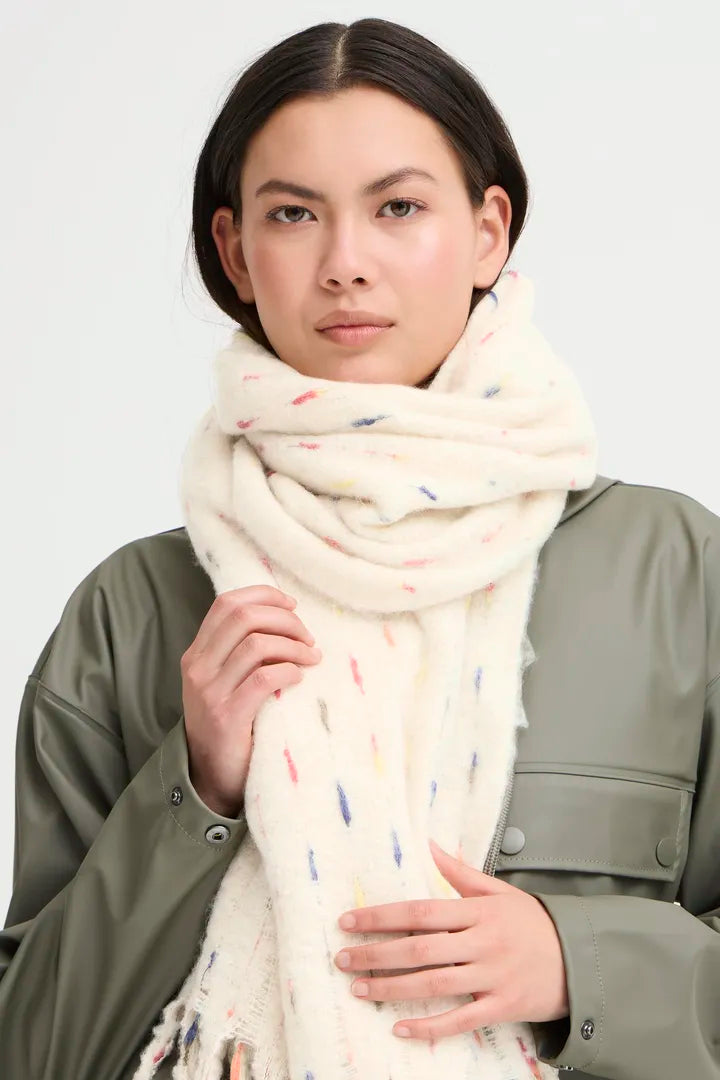 Ichi Laere multi colour nepp cosy scarf Almond Milk