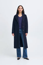 Load image into Gallery viewer, Ichi Stipa midi length coat Dark Navy
