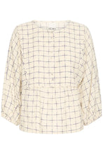Load image into Gallery viewer, Ichi Ficalo woven check blouse Birch Blue
