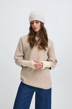 Load image into Gallery viewer, Ichi Lucy cable fingerless mittens Oatmeal Melange
