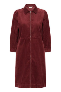 Part Two Eyvors zip front cord dress Tawny Port