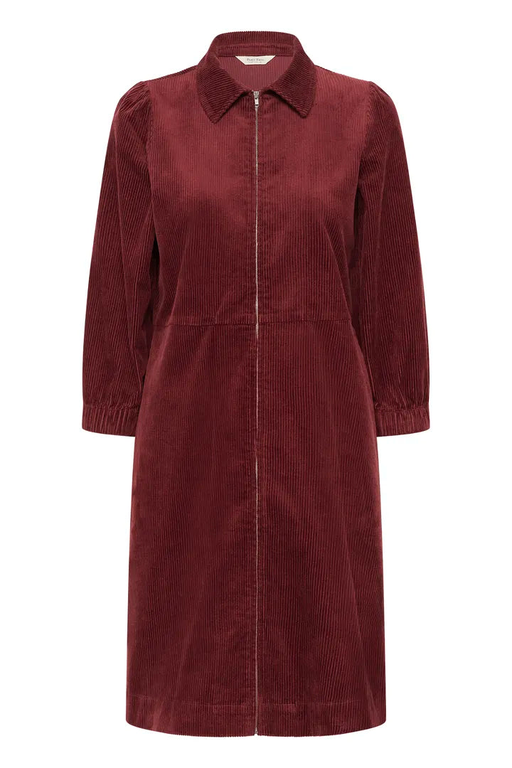 Part Two Eyvors zip front cord dress Tawny Port