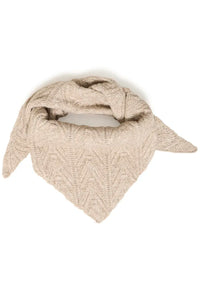 Ichi Amynte pointelle knit triangle neck scarf Oatmeal Melange
