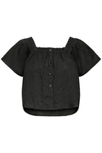 Load image into Gallery viewer, Ichi Foxa square neck crinkle blouse Black - CW CW 
