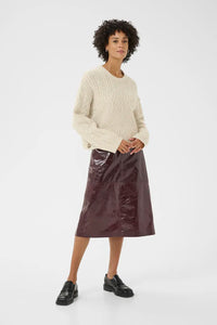Part Two Sindy cable button side knit French Oak Melange