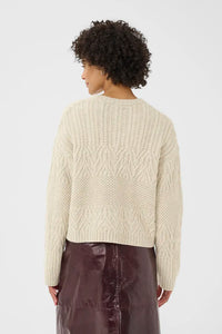 Part Two Sindy cable button side knit French Oak Melange