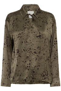 Part Two Sheena matt satin shirt Tarmac Scattered