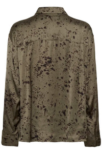 Part Two Sheena matt satin shirt Tarmac Scattered
