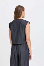 Load image into Gallery viewer, Ichi Jumi tailored cropped waistcoat Dark Blue
