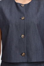 Load image into Gallery viewer, Ichi Jumi tailored cropped waistcoat Dark Blue
