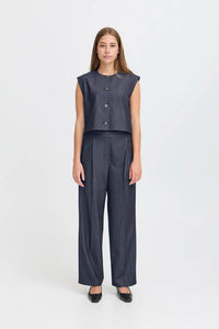 Ichi Jumi tailored cropped waistcoat Dark Blue