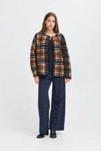 Load image into Gallery viewer, Ichi Kolira fleece printed check jacket Dark Navy
