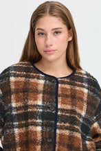 Load image into Gallery viewer, Ichi Kolira fleece printed check jacket Dark Navy
