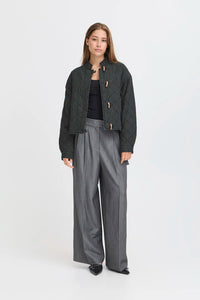 Ichi Lovera quilted toggle detail jacket Denim Grey