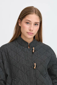 Ichi Lovera quilted toggle detail jacket Denim Grey