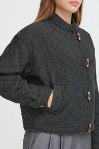 Ichi Lovera quilted toggle detail jacket Denim Grey