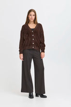 Load image into Gallery viewer, Ichi Brula teddy soft V neck cardigan Coffee Bean
