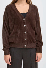 Load image into Gallery viewer, Ichi Brula teddy soft V neck cardigan Coffee Bean
