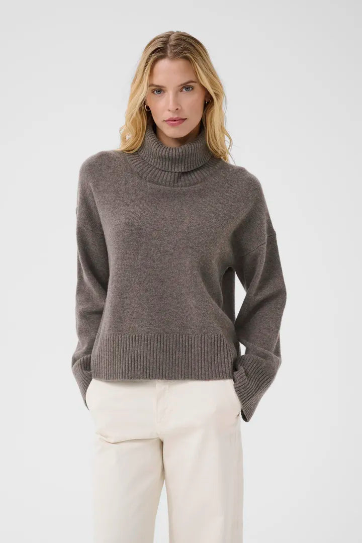 Part Two Corina wool roll neck jumper Falcon Melange