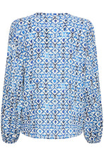 Load image into Gallery viewer, Ichi Marrakech tile print blouse Sodalite Blue - CW CW 
