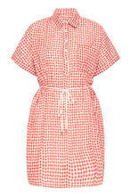 Load image into Gallery viewer, Ichi Lumma graphic print cotton shirt dress Fiery Red - CW CW 
