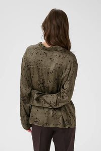 Part Two Sheena matt satin shirt Tarmac Scattered