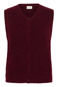 Part Two Pimira button through knit waistcoat Tawny Port