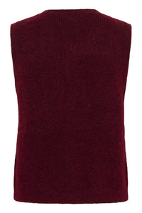 Part Two Pimira button through knit waistcoat Tawny Port