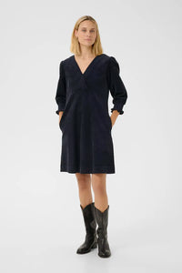 Part Two Shaulii corduroy gathered cuff dress Dark Navy