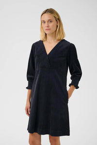 Part Two Shaulii corduroy gathered cuff dress Dark Navy