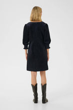 Load image into Gallery viewer, Part Two Shaulii corduroy gathered cuff dress Dark Navy
