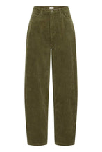 Load image into Gallery viewer, Ichi Focaro boyfriend cord trouser Dusky Green
