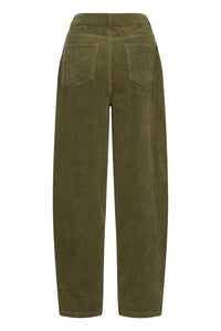 Ichi Focaro boyfriend cord trouser Dusky Green