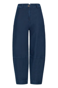Ichi Kate casual barrel leg trouser Dark Blue