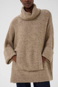 Part Two Toccas pouch pocket oversized knit Mink Melange