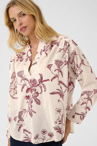 Part Two Natale print cotton shirt Tawny Port Botanical