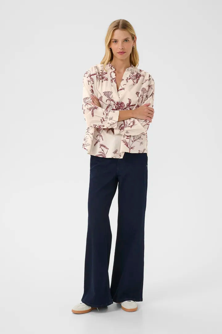 Part Two Natale print cotton shirt Tawny Port Botanical
