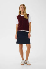 Load image into Gallery viewer, Part Two Pimira button through knit waistcoat Tawny Port
