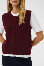 Load image into Gallery viewer, Part Two Pimira button through knit waistcoat Tawny Port
