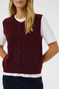 Part Two Pimira button through knit waistcoat Tawny Port