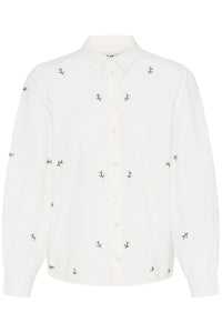 Ichi Sanaz embroidered floral shirt Alaskan Blue