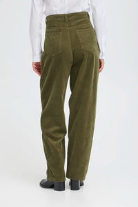 Ichi Focaro boyfriend cord trouser Dusky Green
