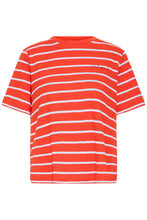Load image into Gallery viewer, Ichi Nova striped Tee Fiery Red - CW CW 
