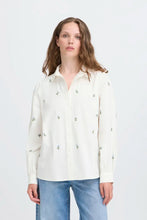 Load image into Gallery viewer, Ichi Sanaz embroidered floral shirt Alaskan Blue
