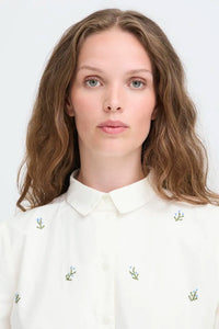 Ichi Sanaz embroidered floral shirt Alaskan Blue