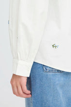 Load image into Gallery viewer, Ichi Sanaz embroidered floral shirt Alaskan Blue
