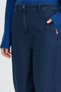 Ichi Kate casual barrel leg trouser Dark Blue