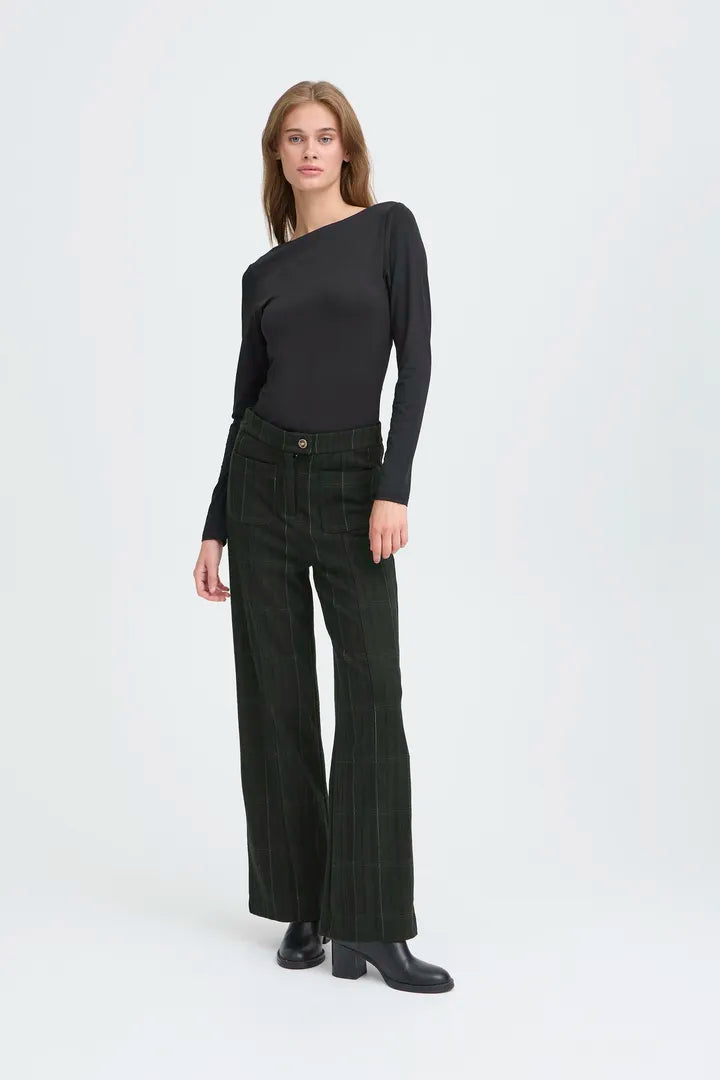Ichi Kate woolley wide stripe trouser